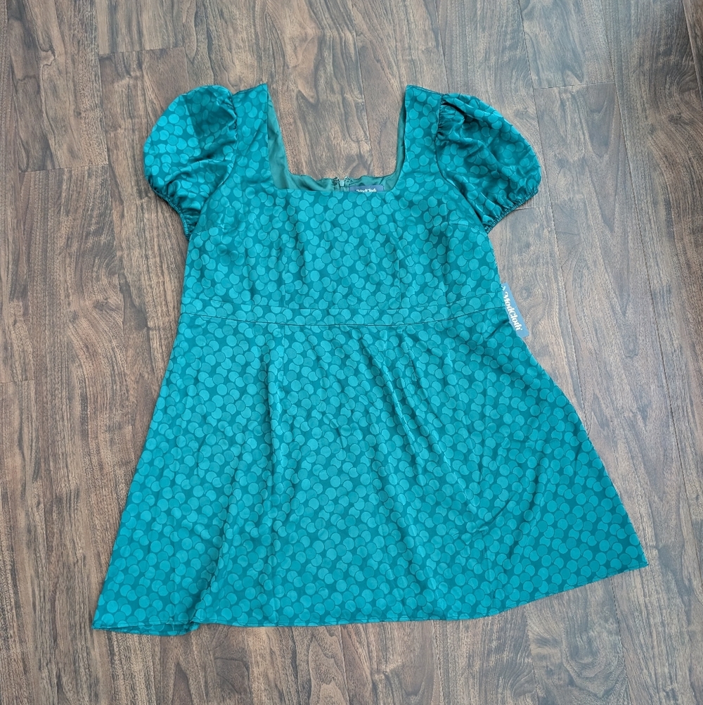 NWT Modcloth 1X Green Patterned Dress Zipper Closure